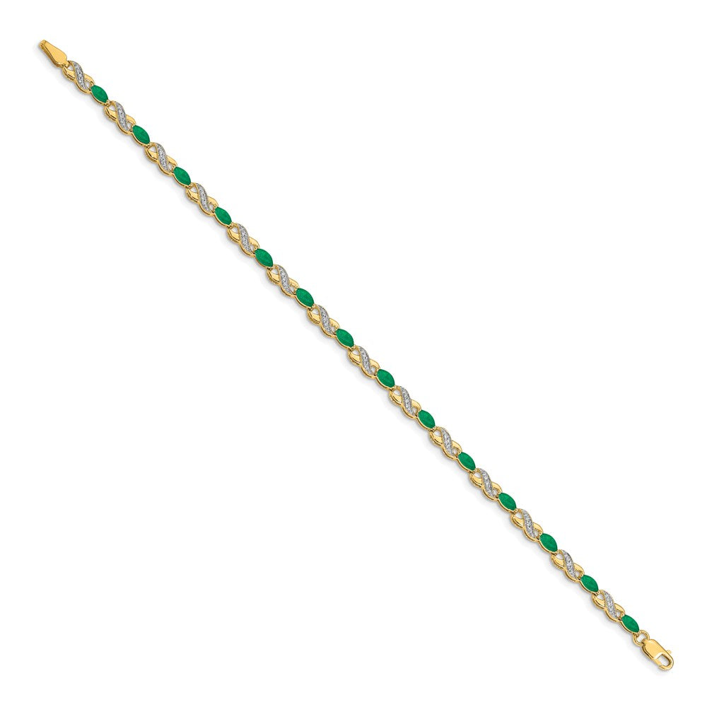 14k Diamond and Emerald Infinity Bracelet