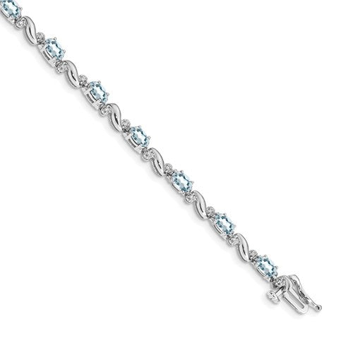14k White Gold Diamond and Aquamarine Bracelet
