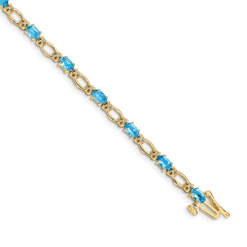 14k Diamond and Blue Topaz Bracelet