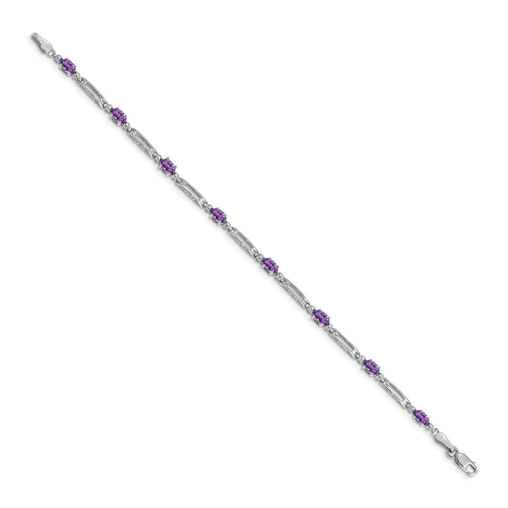 10k White Gold Diamond and Amethyst Bracelet