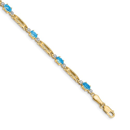 14k Diamond and Blue Topaz Bracelet