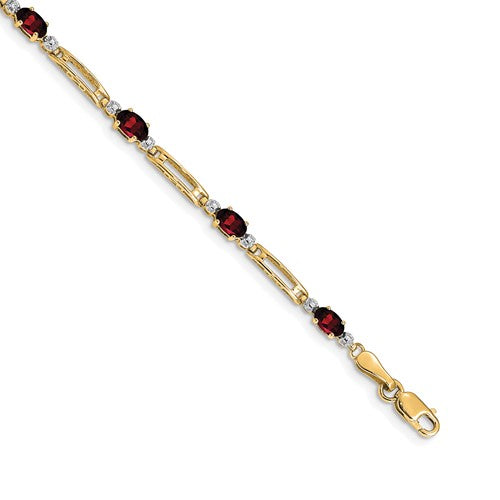 14k Diamond and Garnet Bracelet