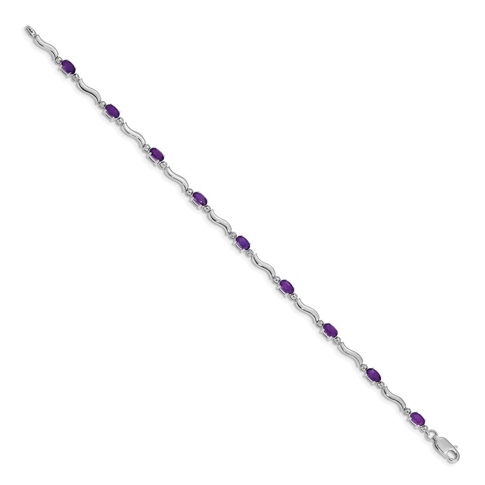 14k White Gold Diamond and Amethyst Bracelet