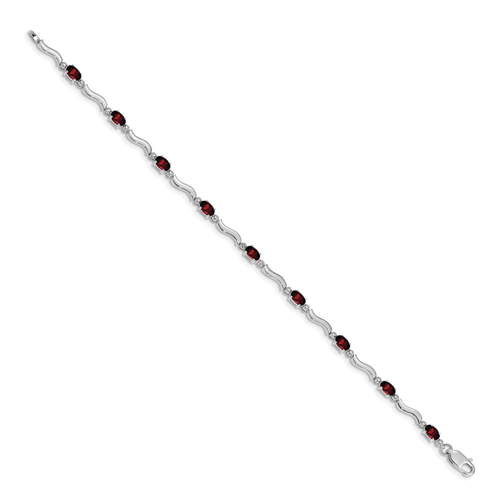 14k White Gold Fancy Diamond and Garnet Bracelet