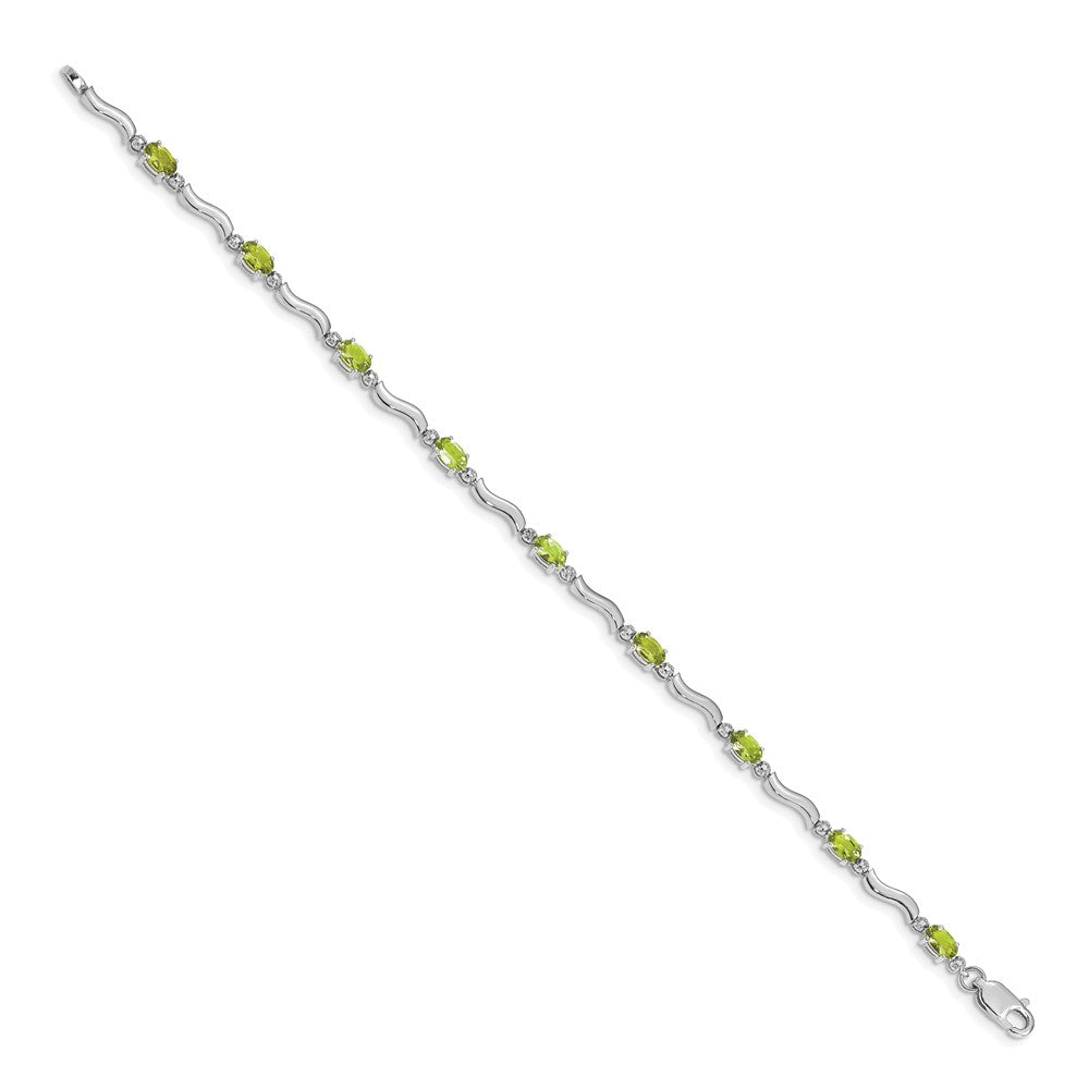 14k White Gold Fancy Diamond and Peridot Bracelet