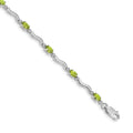 14k White Gold Fancy Diamond and Peridot Bracelet