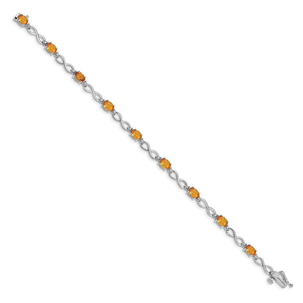 14k White Gold Citrine Diamond Infinity Bracelet