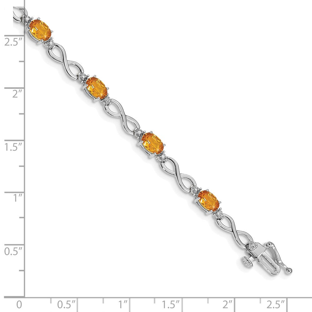 14k White Gold Citrine Diamond Infinity Bracelet