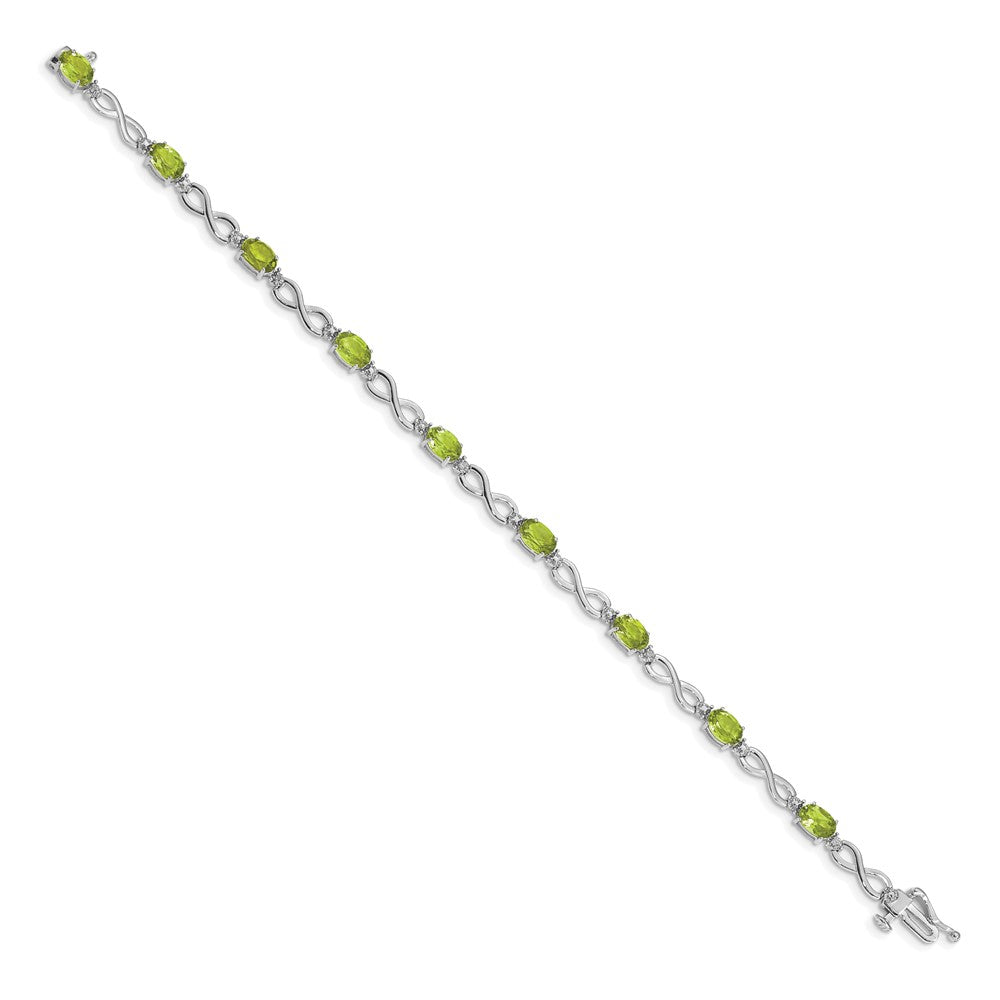 14k White Gold Peridot and Diamond Infinity Bracelet