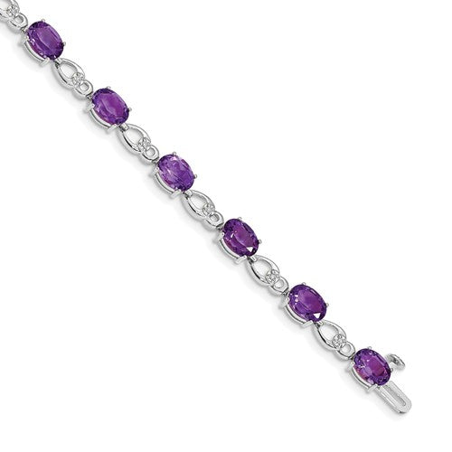 14k White Gold Amethyst and Diamond Bracelet