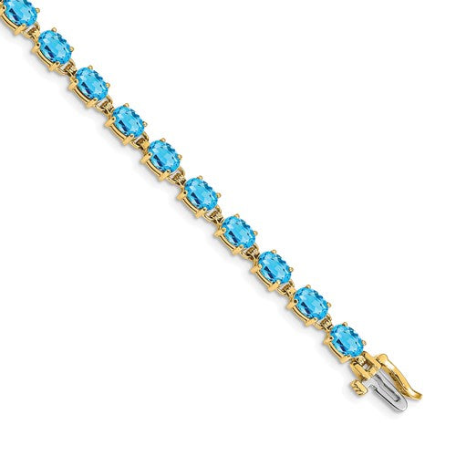 14k 6x4mm Oval Blue Topaz Bracelet