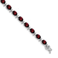 14k White Gold Garnet Bracelet