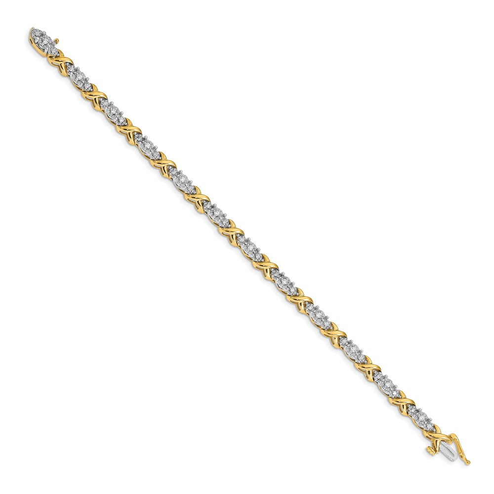 14k Two-tone Diamond X Bracelet