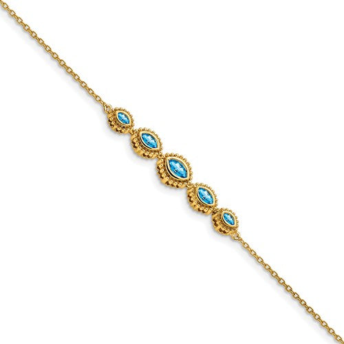 14k Marquise Blue Topaz Bracelet