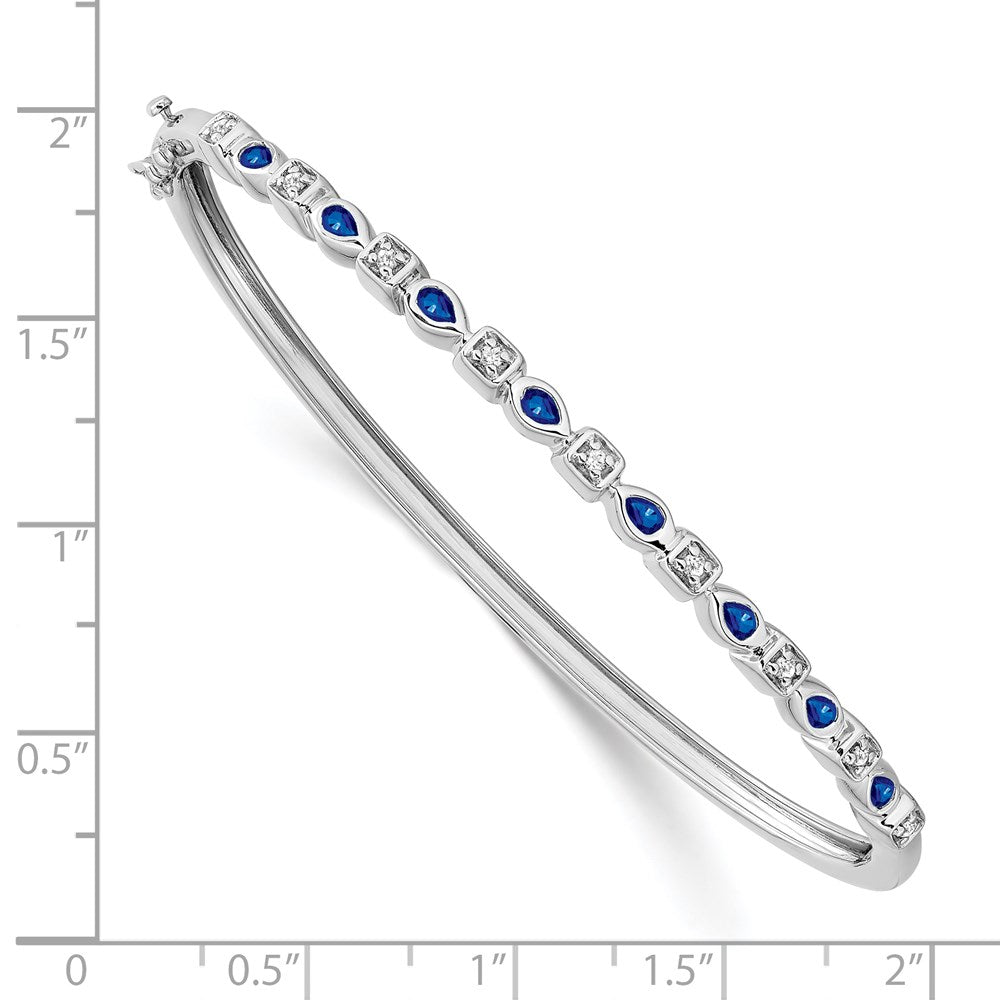 14k White Gold Sapphire and Diamond Bangle