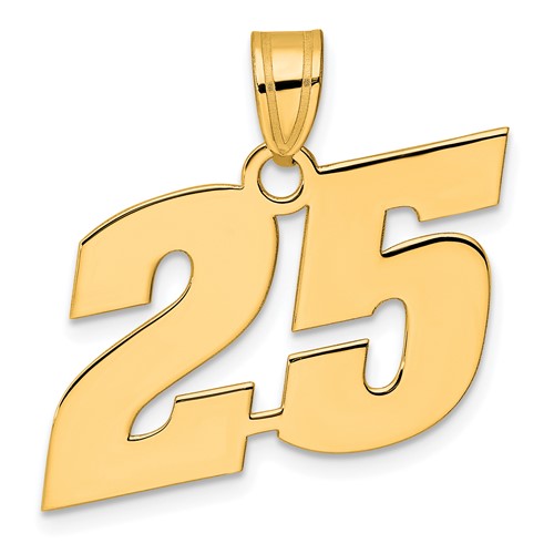 14k Polished Block Number 25 Pendant