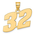 14k White Gold Polished Block Number 32 Pendant