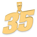 14k Polished Block Number 35 Pendant