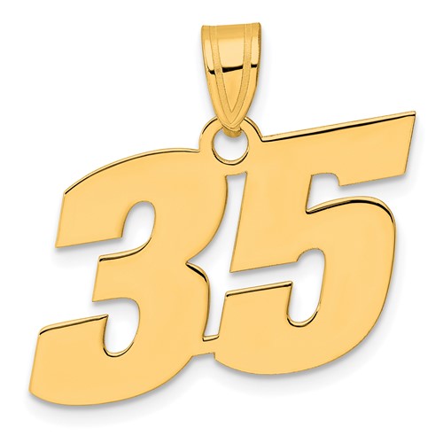 14k Polished Block Number 35 Pendant