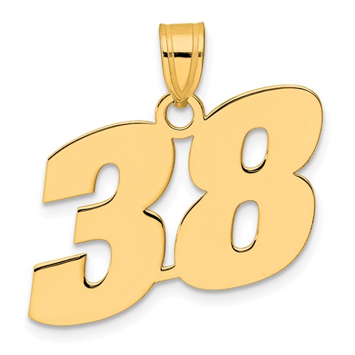 14k Polished Block Number 38 Pendant