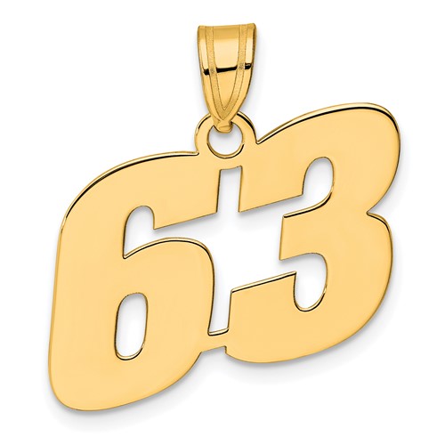 14k Polished Block Number 63 Pendant