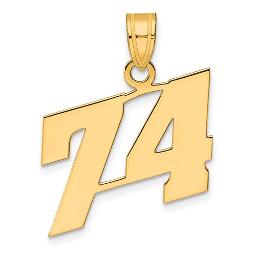 14k Polished Block Number 74 Pendant