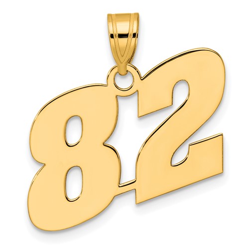 14k Polished Block Number 82 Pendant