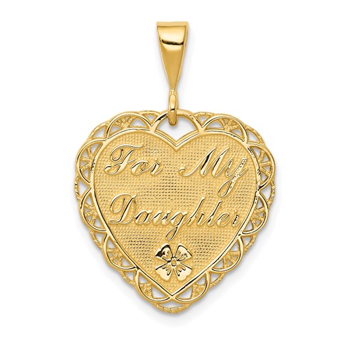 14k Reversible FOR MY DAUGHTER Heart Charm