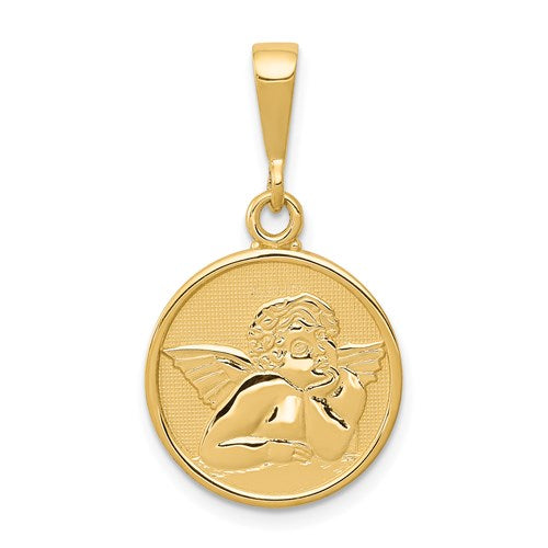 14K Polished and Satin Raphael Angel Pendant