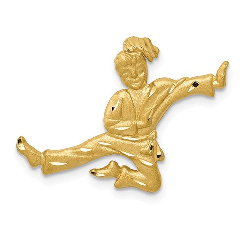14k  Satin Diamond-cut Open-Backed Karate Female Chain Slide