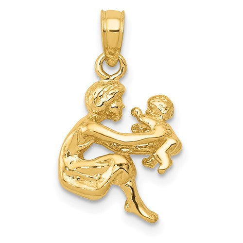 14k Mother holding child Pendant