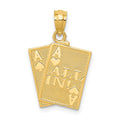 14k Ace of Hearts and Ace of Spades ALL IN! Cards Pendant