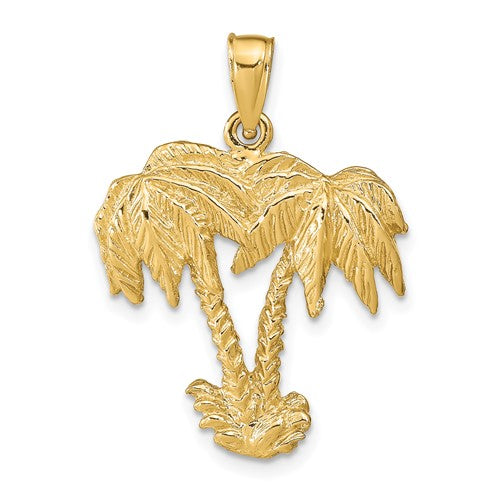 14k Double Palm Trees Pendant