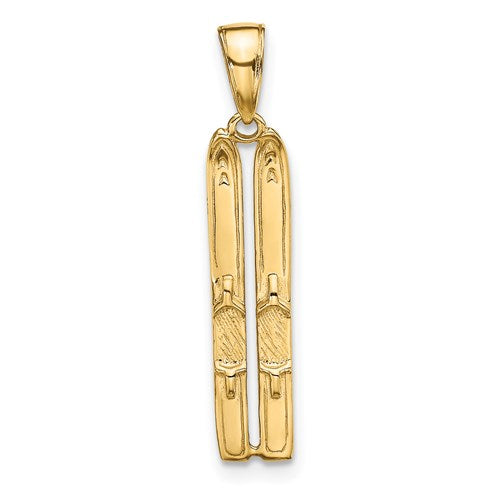 14k 3-D Snow Skis Pendant