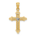 14k w/Rhodium Budded Cross Pendant