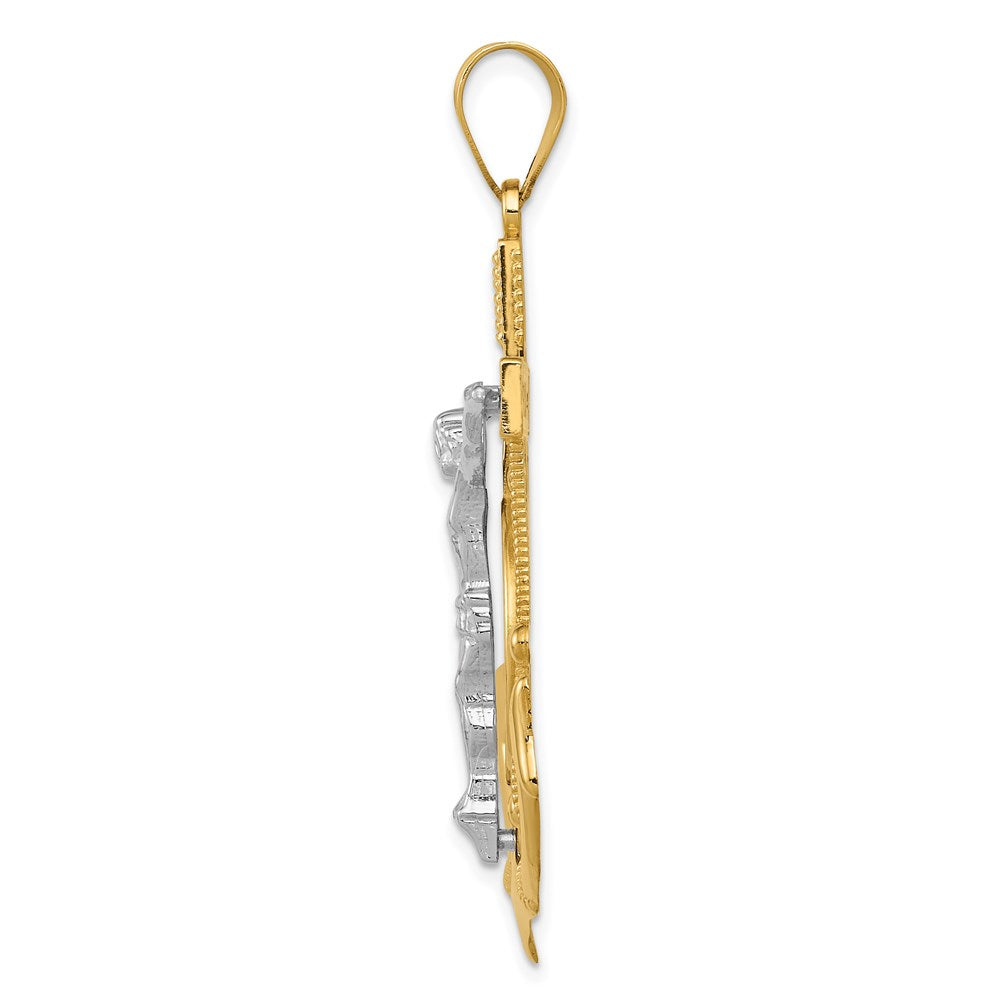 14k Two-tone Diamond-cut Mariner's Crucifix Pendant