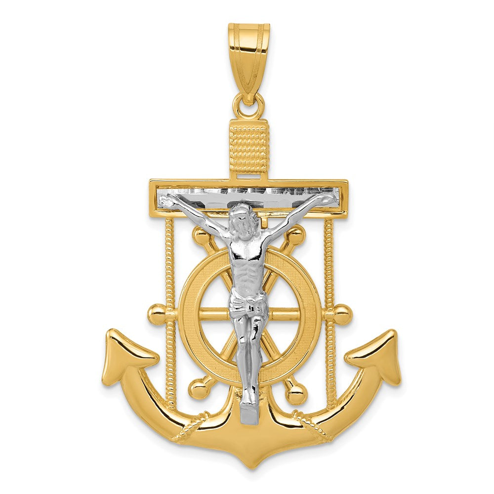 14k Two-tone Diamond-cut Mariner's Crucifix Pendant