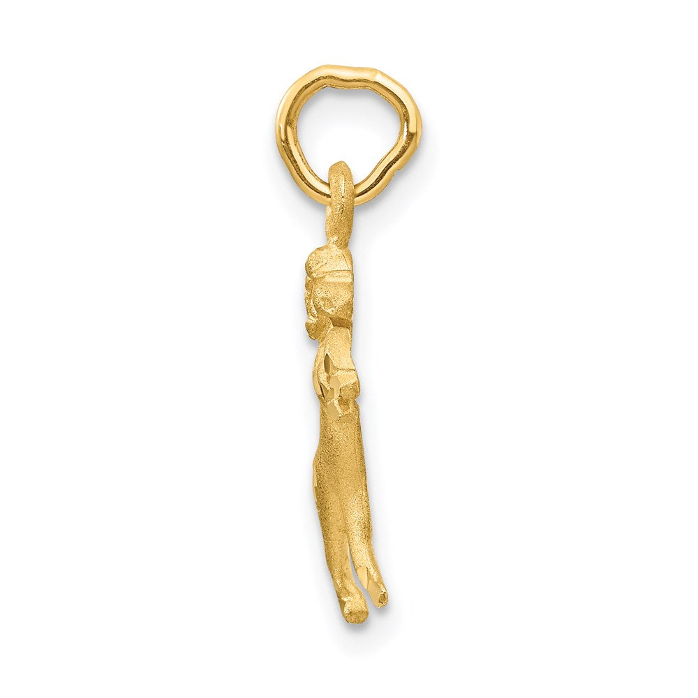 14k Satin Diamond-cut Aries Zodiac Charm