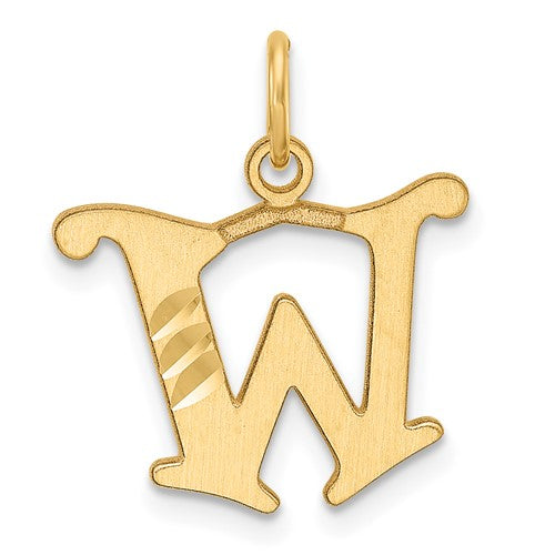 14K Diamond-cut Letter W Initial Charm