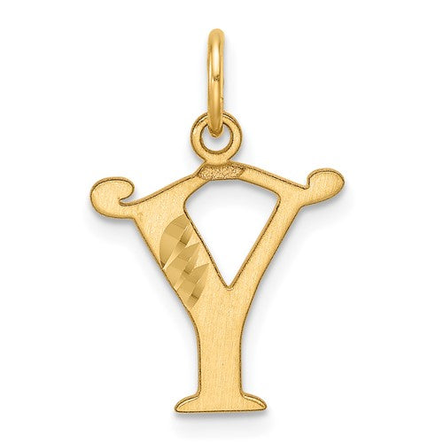 14K Diamond-cut Letter Y Initial Charm