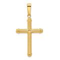 14K Polished and Textured Cross Pendant