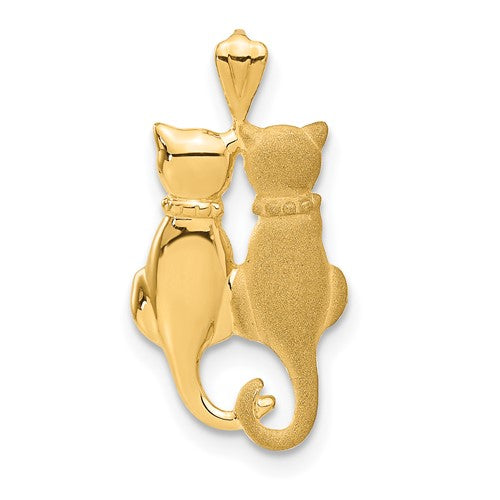 14k Satin and Polished Cats Pendant