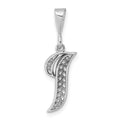 14KW White Gold Solid Polished Script Filigree Letter I Initial Pendant