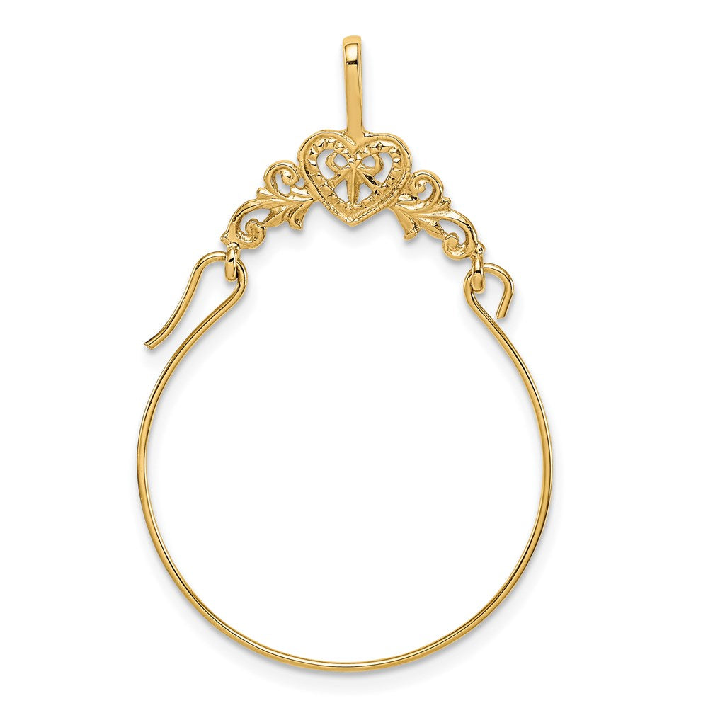 14k Polished Filigree Heart Charm Holder