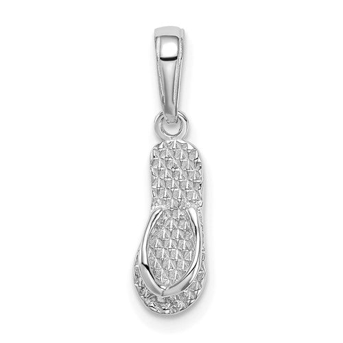 14K White Gold 3D HAWAII Flip-Flop Pendant