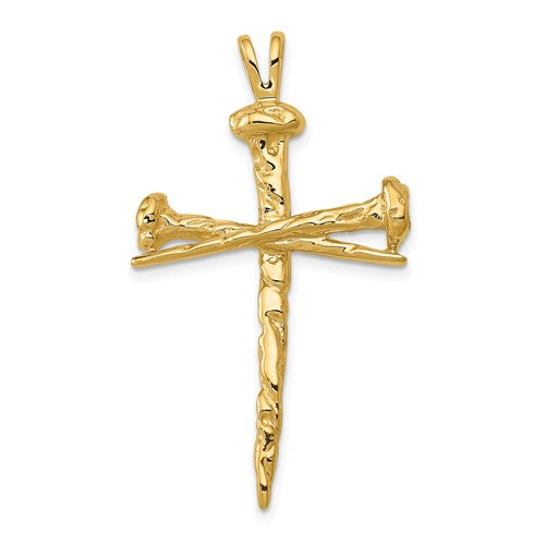 14K Polished Nail Cross Charm