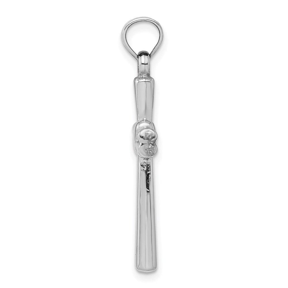 14k White Gold Hollow Cross Pendant