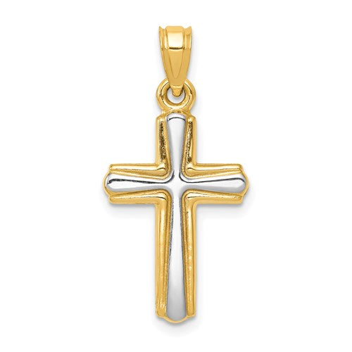 14k w/Rhodium Cross Pendant