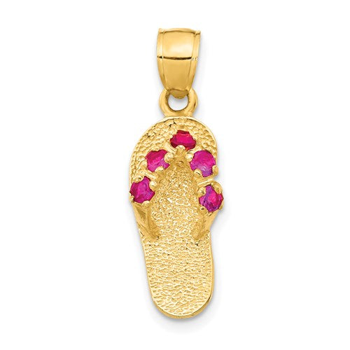 14k  3D January/CZ Birthstone Flip Flop Pendant