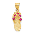 14k  3D January/CZ Birthstone Flip Flop Pendant